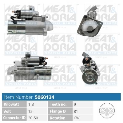 Startmotor 12V Meat & doria 5060134 MEAT & DORIA