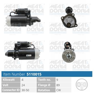 Startmotor 24V Meat & doria 5110015 MEAT & DORIA