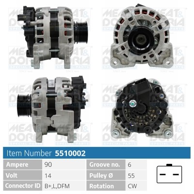 Generator 14V 90A Meat & doria 5510002 MEAT & DORIA
