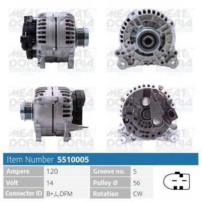 Generator 14V 120A Meat & doria 5510005 MEAT & DORIA