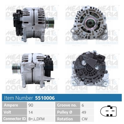 Generator 14V 90A Meat & doria 5510006 MEAT & DORIA