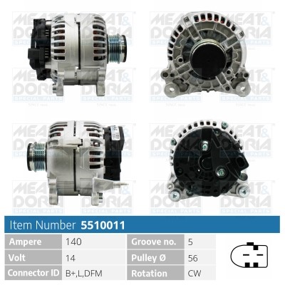 Generator 14V 140A Meat & doria 5510011 MEAT & DORIA