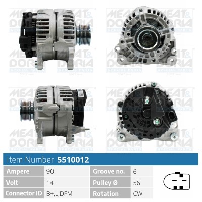 Generator 14V 90A Meat & doria 5510012 MEAT & DORIA