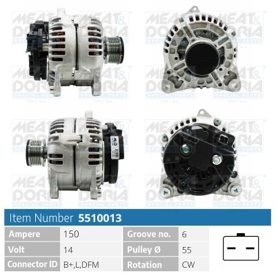 Generator 14V 150A Meat & doria 5510013 MEAT & DORIA