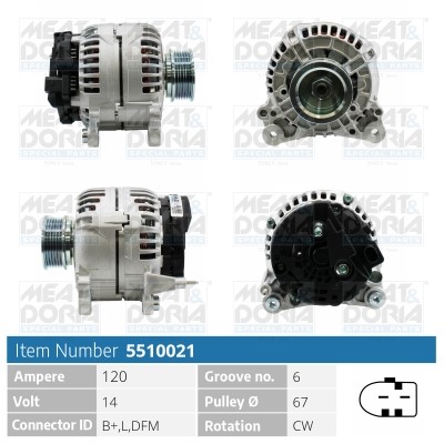 Generator 14V 120A Meat & doria 5510021 MEAT & DORIA