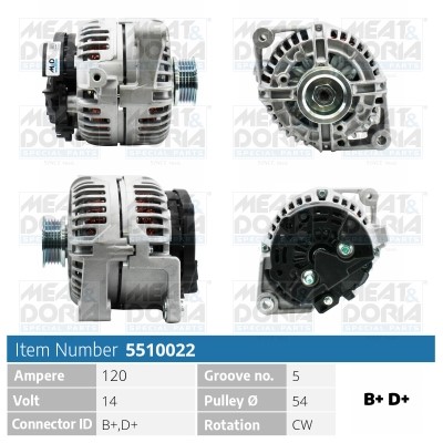 Generator 14V 120A Meat & doria 5510022 MEAT & DORIA