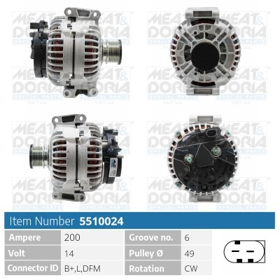 Generator 14V 200A Meat & doria 5510024 MEAT & DORIA