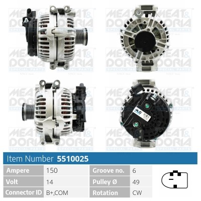 Generator 14V 150A Meat & doria 5510025 MEAT & DORIA