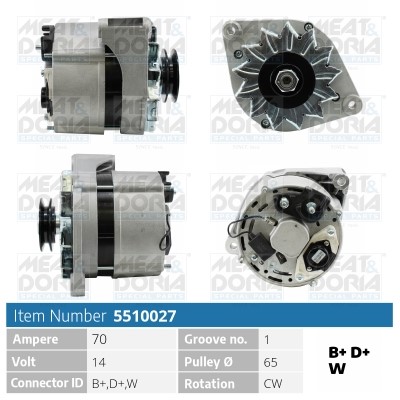 Generator 14V 70A Meat & doria 5510027 MEAT & DORIA