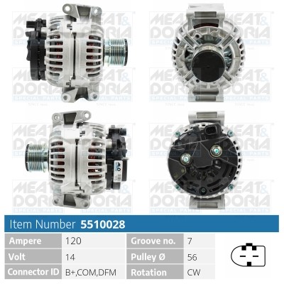 Generator 14V 120A Meat & doria 5510028 MEAT & DORIA