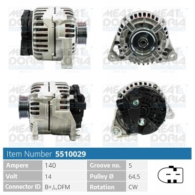 Generator 14V 140A Meat & doria 5510029 MEAT & DORIA