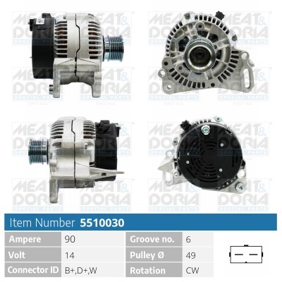 Generator 14V 90A Meat & doria 5510030 MEAT & DORIA