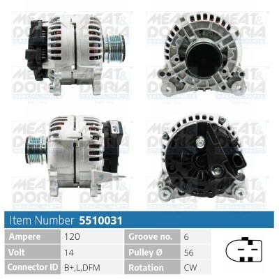 Generator 14V 120A Meat & doria 5510031 MEAT & DORIA