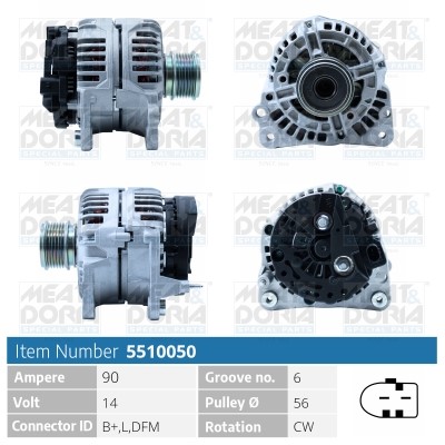 Generator 14V 90A Meat & doria 5510050 MEAT & DORIA