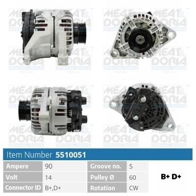 Generator 14V 90A Meat & doria 5510051 MEAT & DORIA