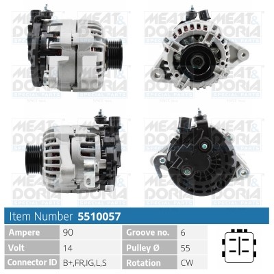 Generator 14V 90A Meat & doria 5510057 MEAT & DORIA Generator 14V 90A Meat & doria 5510057 MEAT & DORIA