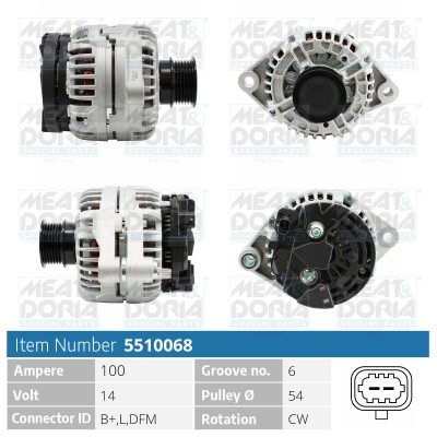Generator 14V 100A Meat & doria 5510068 MEAT & DORIA