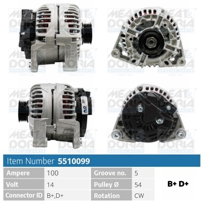 Generator 14V 100A Meat & doria 5510099 MEAT & DORIA