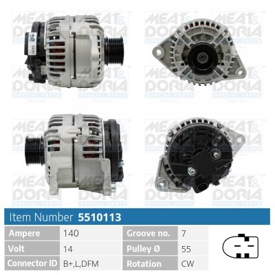 Generator 14V 140A Meat & doria 5510113 MEAT & DORIA