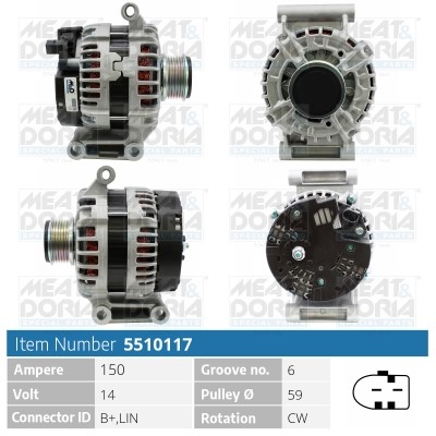 Generator 14V 150A Meat & doria 5510117 MEAT & DORIA