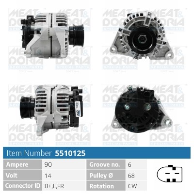 Generator 14V 90A Meat & doria 5510125 MEAT & DORIA