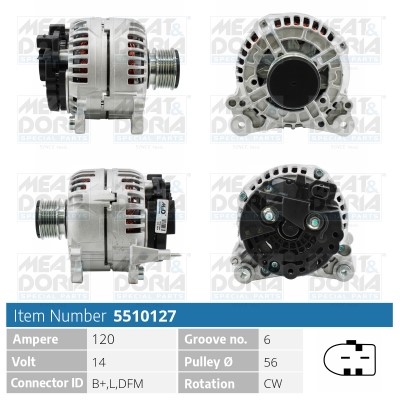 Generator 14V 120A Meat & doria 5510127 MEAT & DORIA