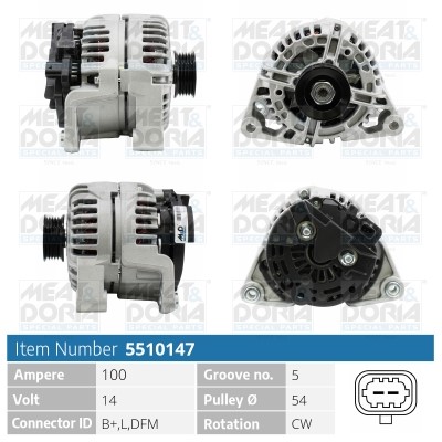 Generator 14V 100A Meat & doria 5510147 MEAT & DORIA