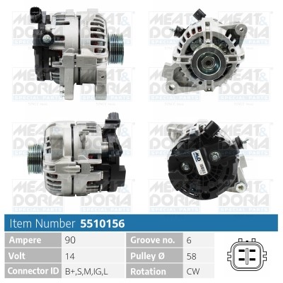 Generator 14V 90A Meat & doria 5510156 MEAT & DORIA