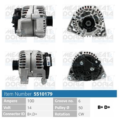 Generator 14V 100A Meat & doria 5510179 MEAT & DORIA