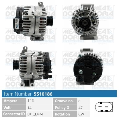 Generator 14V 110A Meat & doria 5510186 MEAT & DORIA