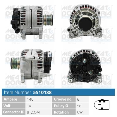 Generator 14V 140A Meat & doria 5510188 MEAT & DORIA
