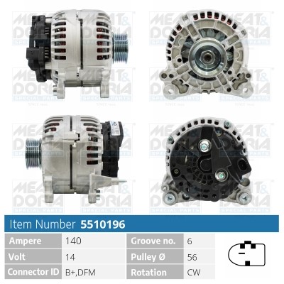 Generator 14V 140A Meat & doria 5510196 MEAT & DORIA