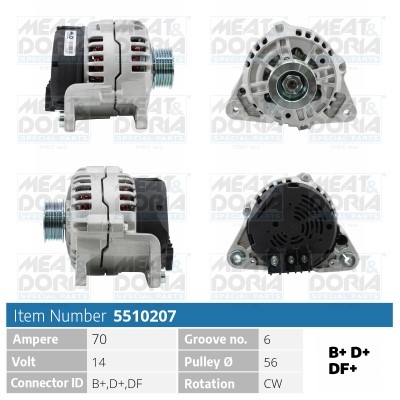 Generator 14V 70A Meat & doria 5510207 MEAT & DORIA