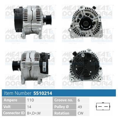 Generator 14V 110A Meat & doria 5510214 MEAT & DORIA