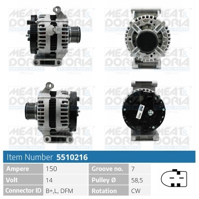 Generator 14V 150A Meat & doria 5510216 MEAT & DORIA