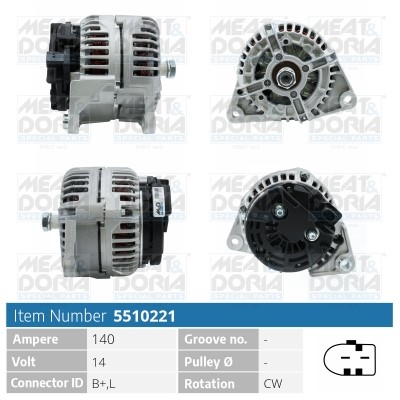 Generator 14V 140A Meat & doria 5510221 MEAT & DORIA