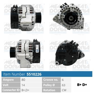 Generator 14V 80A Meat & doria 5510226 MEAT & DORIA