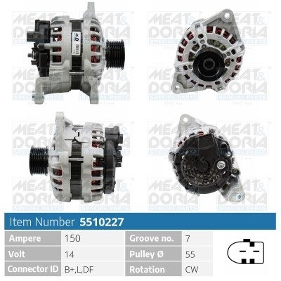 Generator 14V 150A Meat & doria 5510227 MEAT & DORIA