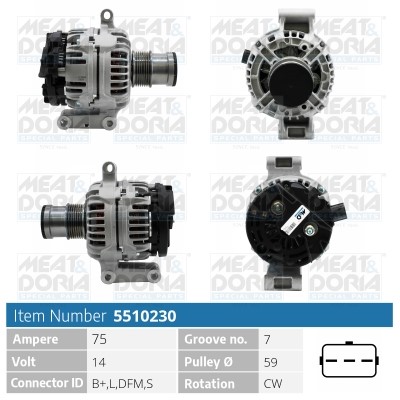 Generator 14V 75A Meat & doria 5510230 MEAT & DORIA