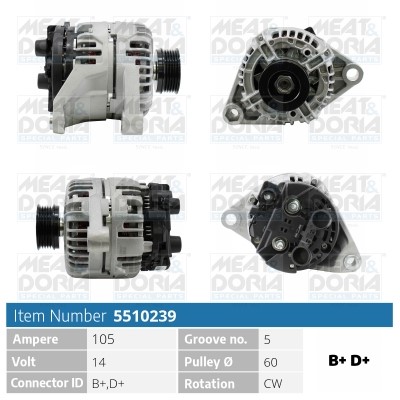 Generator 14V 105A Meat & doria 5510239 MEAT & DORIA