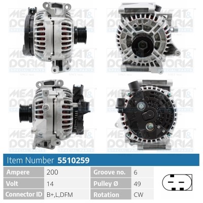 Generator 14V 200A Meat & doria 5510259 MEAT & DORIA