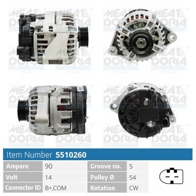 Generator 14V 90A Meat & doria 5510260 MEAT & DORIA