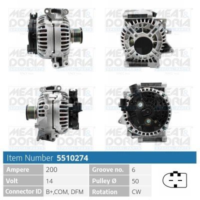 Generator 14V 200A Meat & doria 5510274 MEAT & DORIA