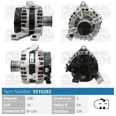 Generator 14V 180A Meat & doria 5510283 MEAT & DORIA