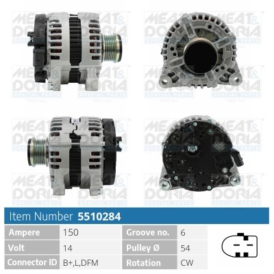 Generator 14V 150A Meat & doria 5510284 MEAT & DORIA