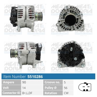 Generator 14V 90A Meat & doria 5510286 MEAT & DORIA