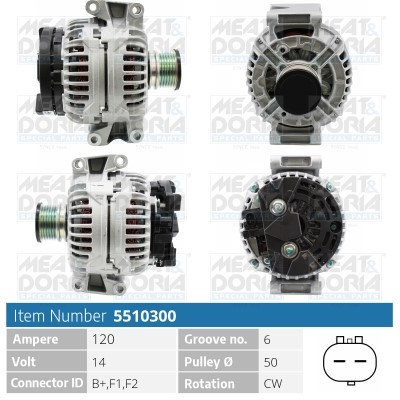 Generator 14V 120A Meat & doria 5510300 MEAT & DORIA