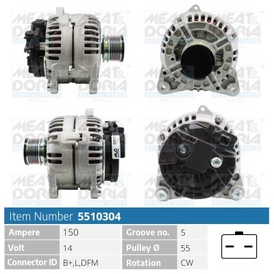 Generator 14V 150A Meat & doria 5510304 MEAT & DORIA