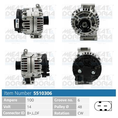 Generator 14V 100A Meat & doria 5510306 MEAT & DORIA