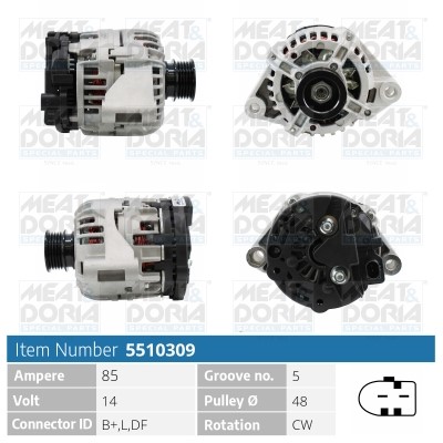 Generator 14V 85A Meat & doria 5510309 MEAT & DORIA